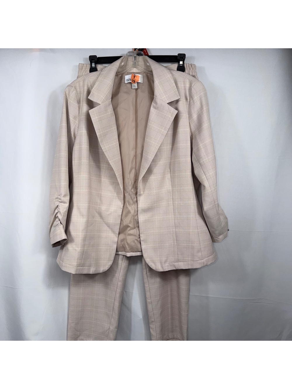 Nordstrom Rack Women’s Beige Plaid 2-Piece Pant Suit Set